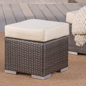 Shop outdoor 16 inch wicker ottoman seat with water resistant cushion nh124303