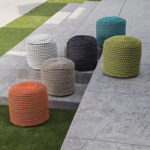 Shop outdoor handcrafted modern water resistant fabric cylinder pouf ottoman nh751303