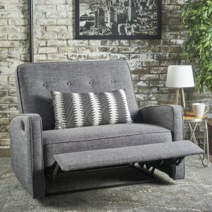 Shop buttoned fabric reclining loveseat nh825103