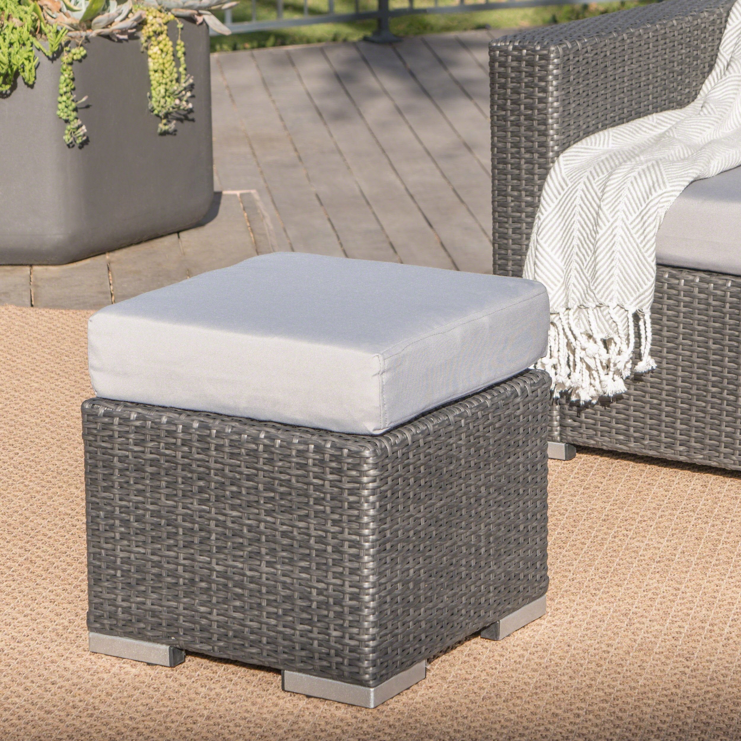 outdoor 16 inch wicker ottoman seat with water resistant cushion nh124303 outdoor 16 inch wicker ottoman seat with water resistant cushion nh124303