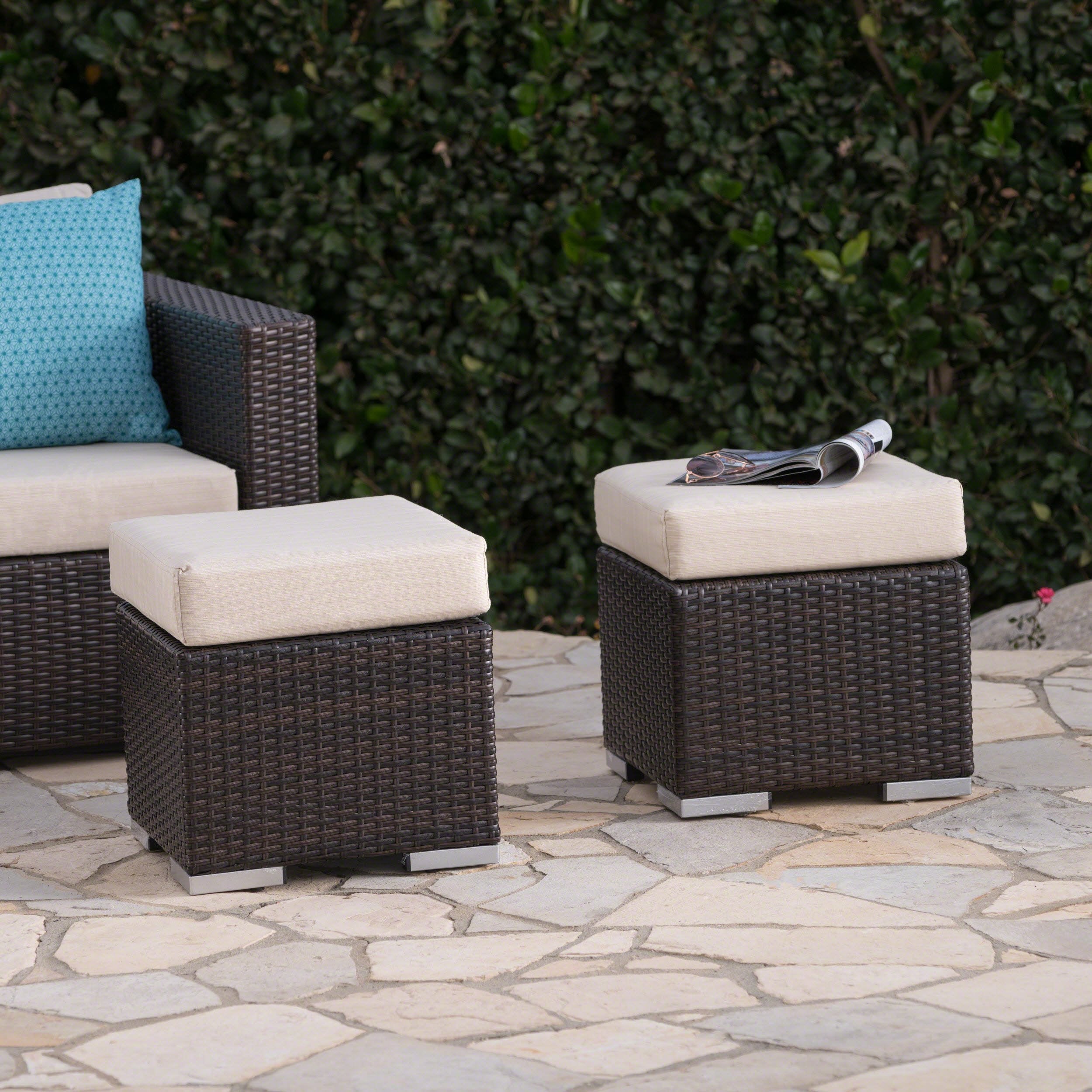outdoor 16 inch wicker ottoman seat with water resistant cushion nh124303 outdoor 16 inch wicker ottoman seat with water resistant cushion nh124303