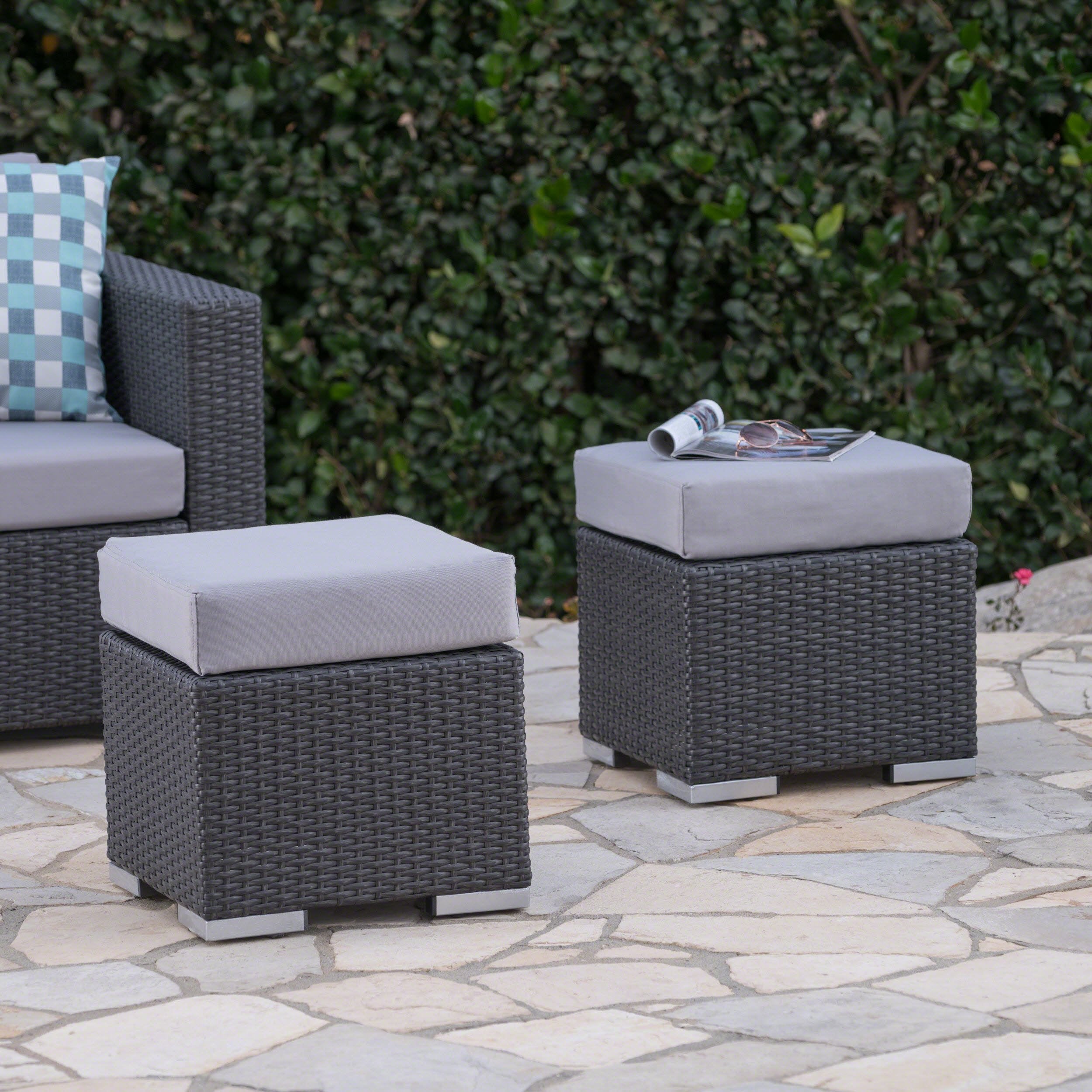 outdoor 16 inch wicker ottoman seat with water resistant cushion nh124303 outdoor 16 inch wicker ottoman seat with water resistant cushion nh124303
