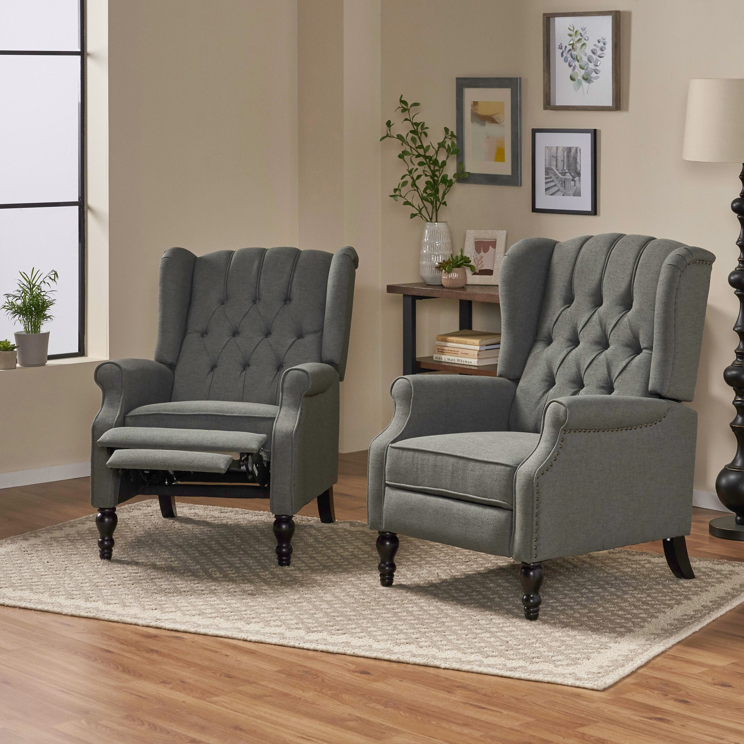 contemporary tufted fabric recliner (set of 2) nh162213 contemporary tufted fabric recliner (set of 2) nh162213