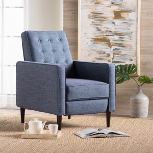 mid century modern tufted back fabric recliner nh495003