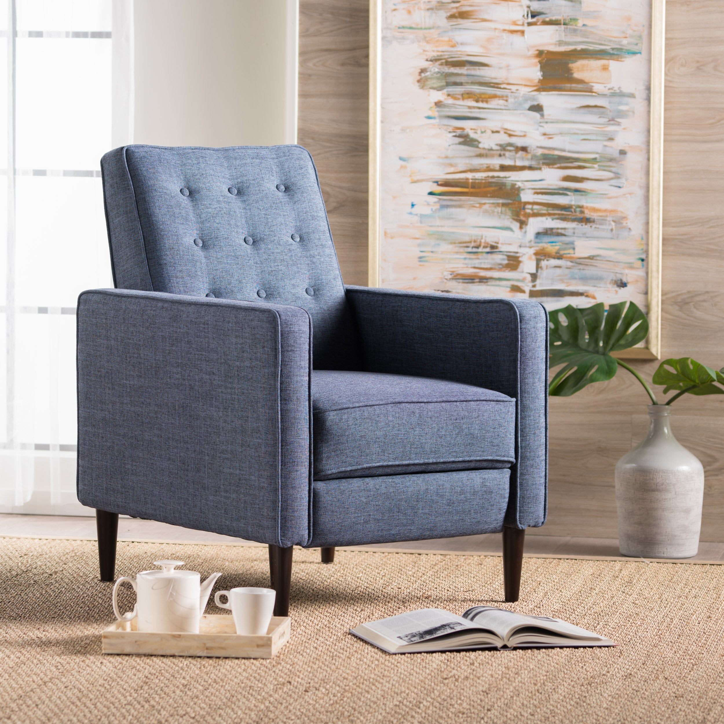 mid century modern tufted back fabric recliner nh495003 mid century modern tufted back fabric recliner nh495003