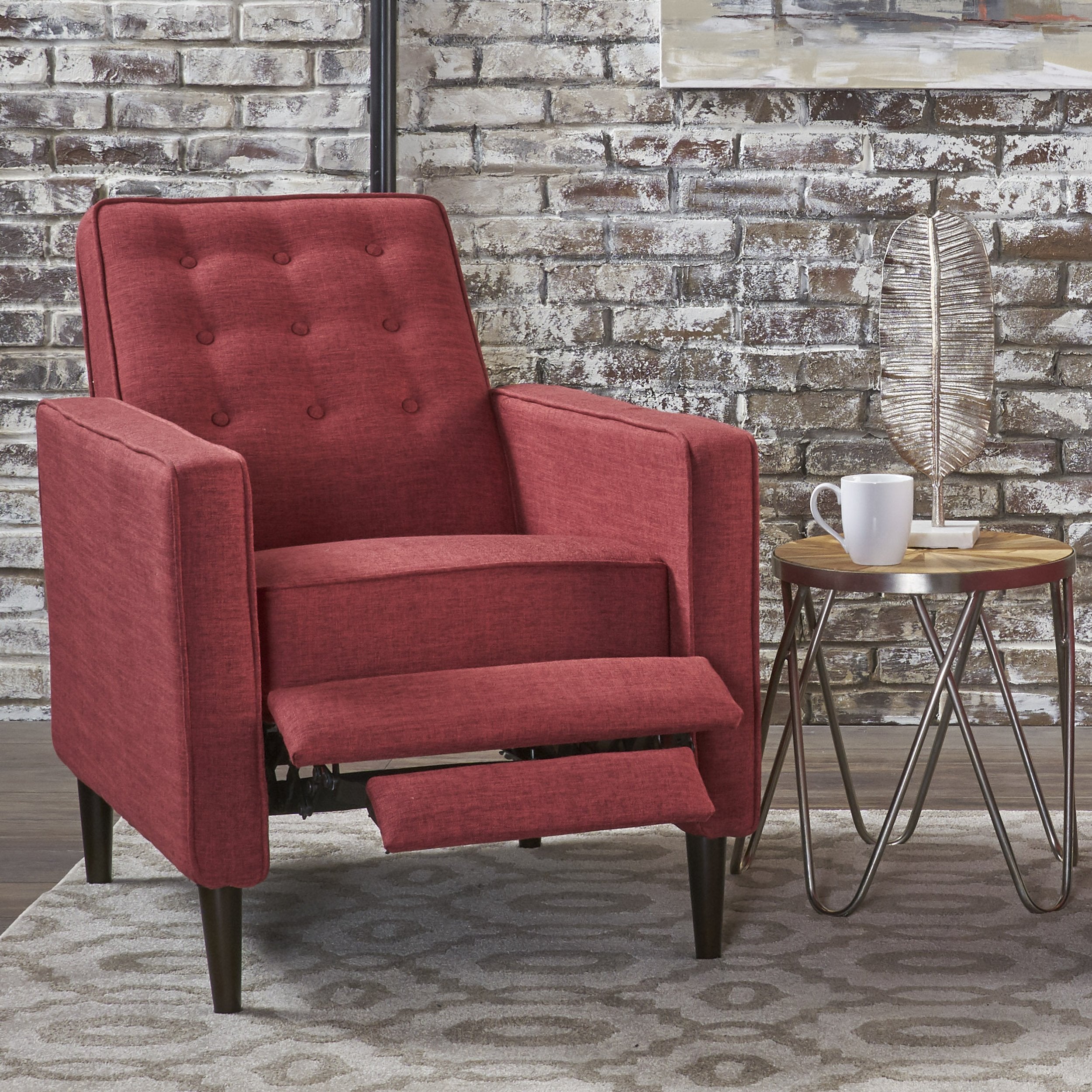 mid century modern tufted back fabric recliner nh173103 mid century modern tufted back fabric recliner nh173103