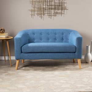Shop button back mid century fabric modern loveseat nh392103
