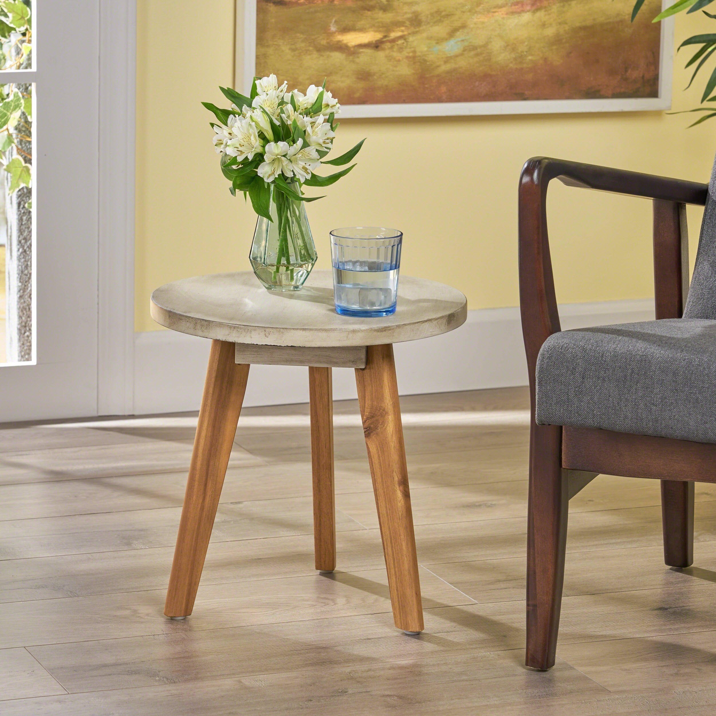 farmhouse acacia wood side table, dark gray finish nh794703 farmhouse acacia wood side table, dark gray finish nh794703