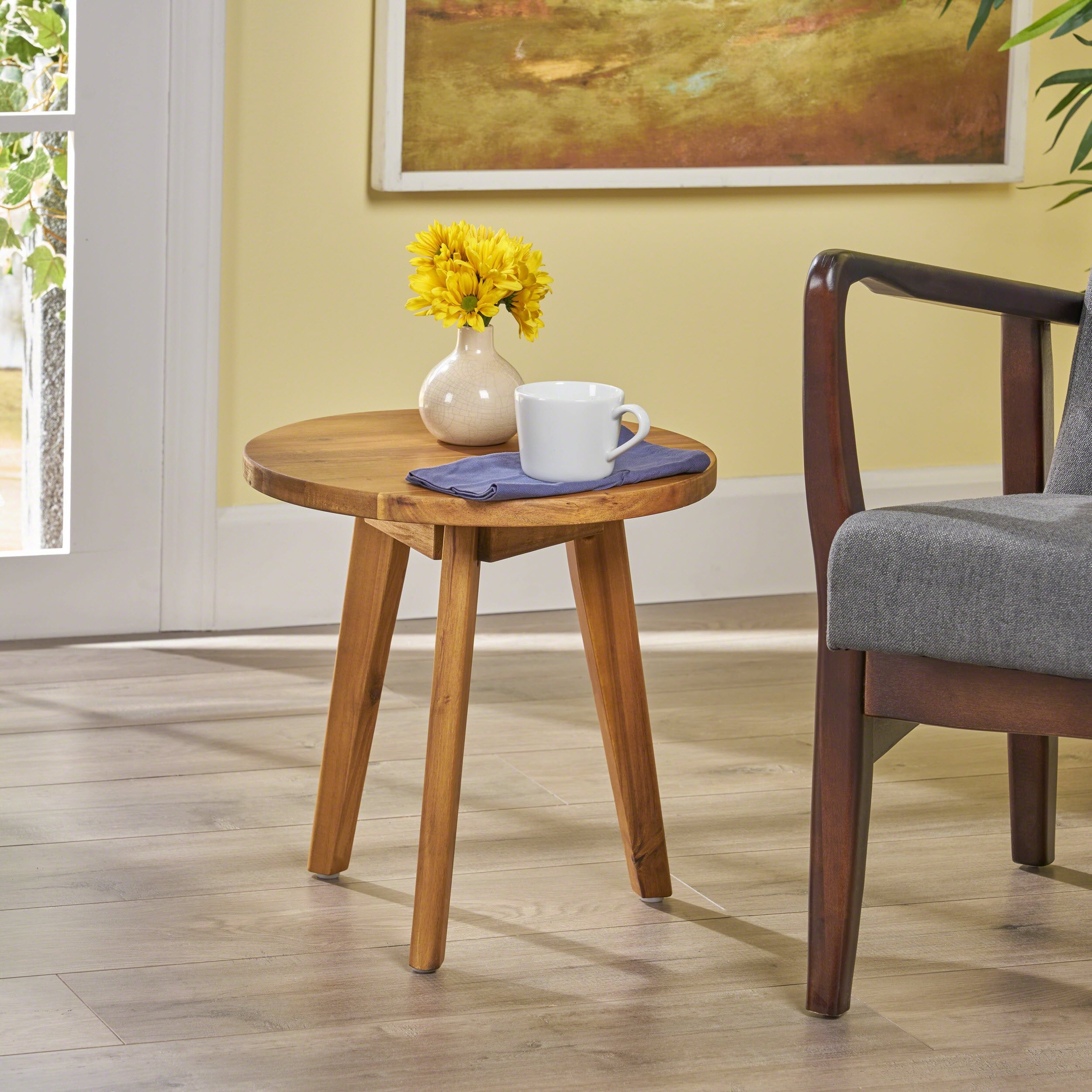 farmhouse acacia wood side table, dark gray finish nh794703 farmhouse acacia wood side table, dark gray finish nh794703
