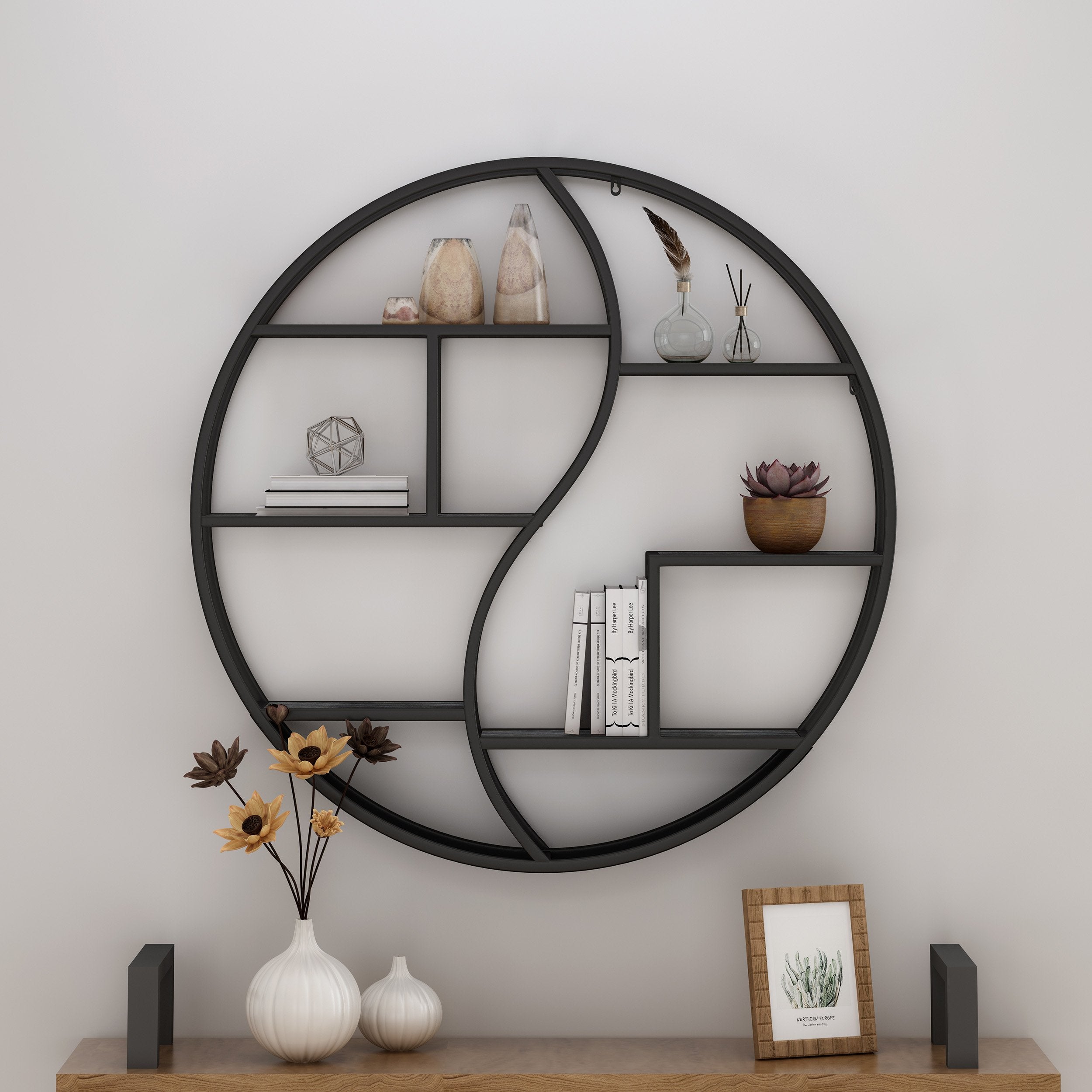 industrial wall mount round yin yang floating shelf nh001903 industrial wall mount round yin yang floating shelf nh001903