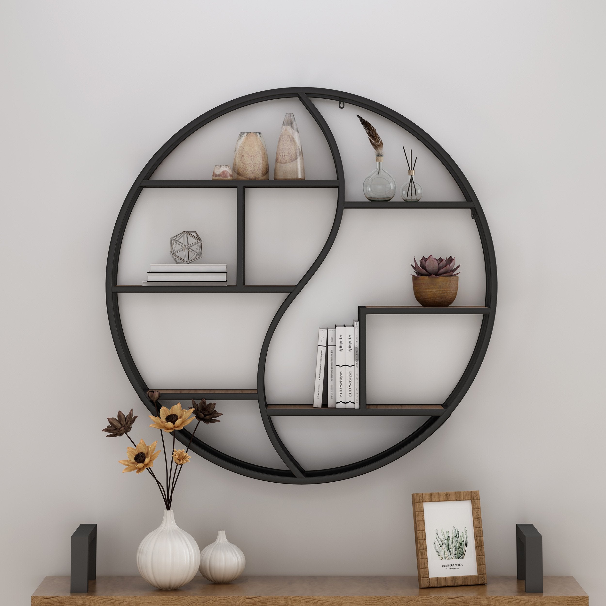 industrial wall mount round yin yang floating shelf nh001903 industrial wall mount round yin yang floating shelf nh001903