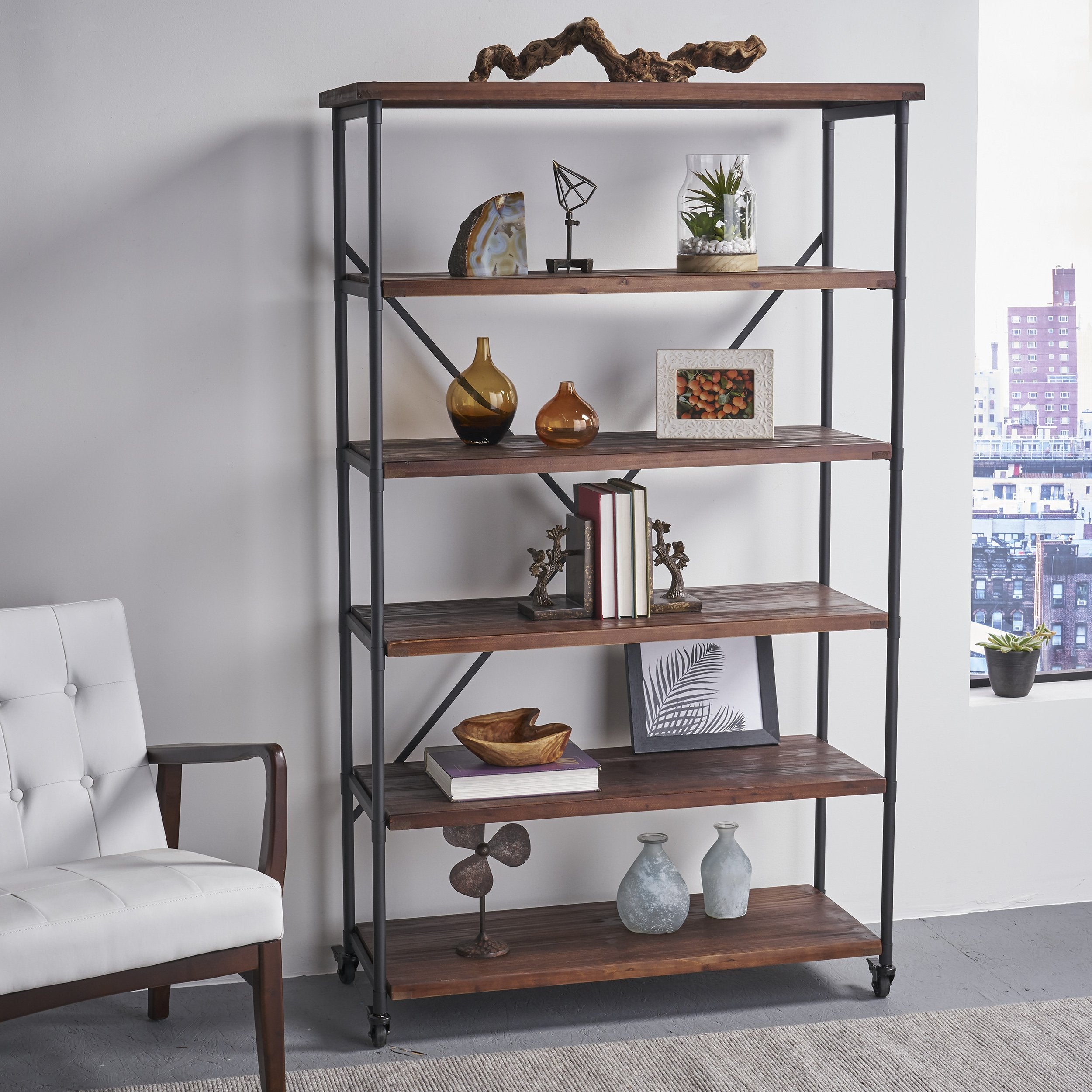 industrial design 5 shelf etagere bookcase on wheels nh732903 industrial design 5 shelf etagere bookcase on wheels nh732903