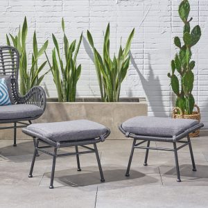 Shop outdoor modern boho wicker ottoman (set of 2) nh054013
