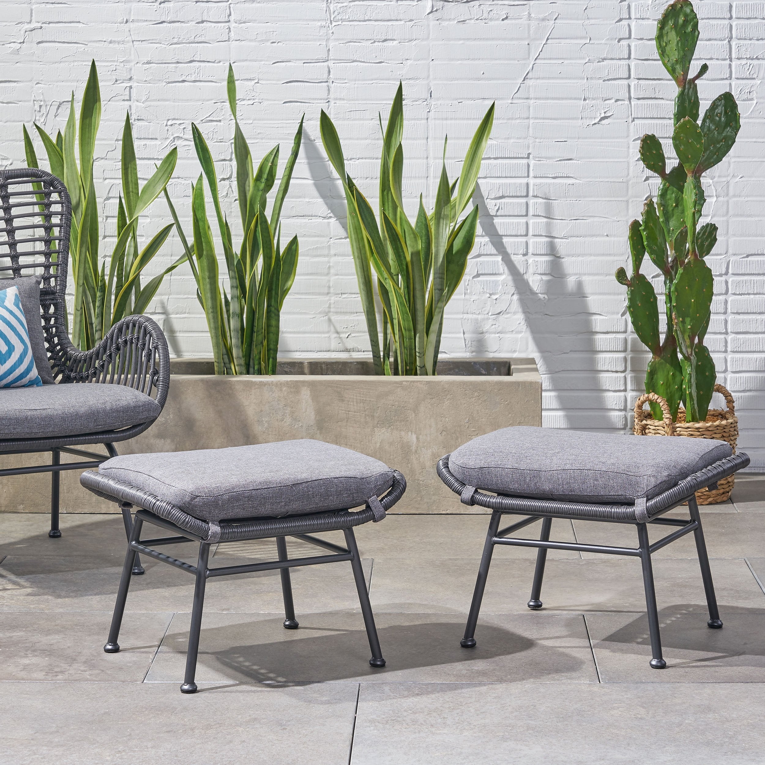 outdoor modern boho wicker ottoman (set of 2) nh054013 outdoor modern boho wicker ottoman (set of 2) nh054013
