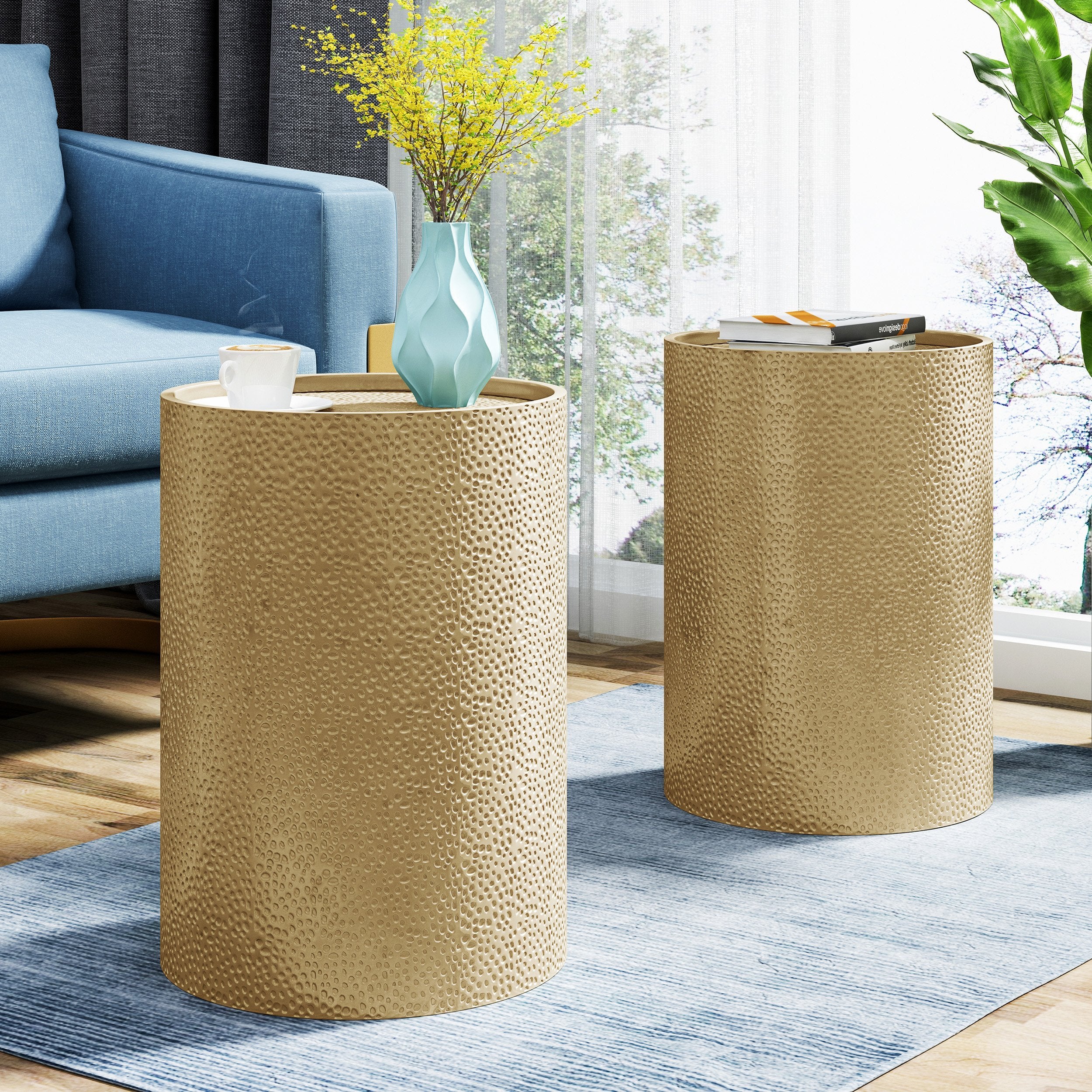 modern round hammered iron accent table (2 pack) nh609803 modern round hammered iron accent table (2 pack) nh609803
