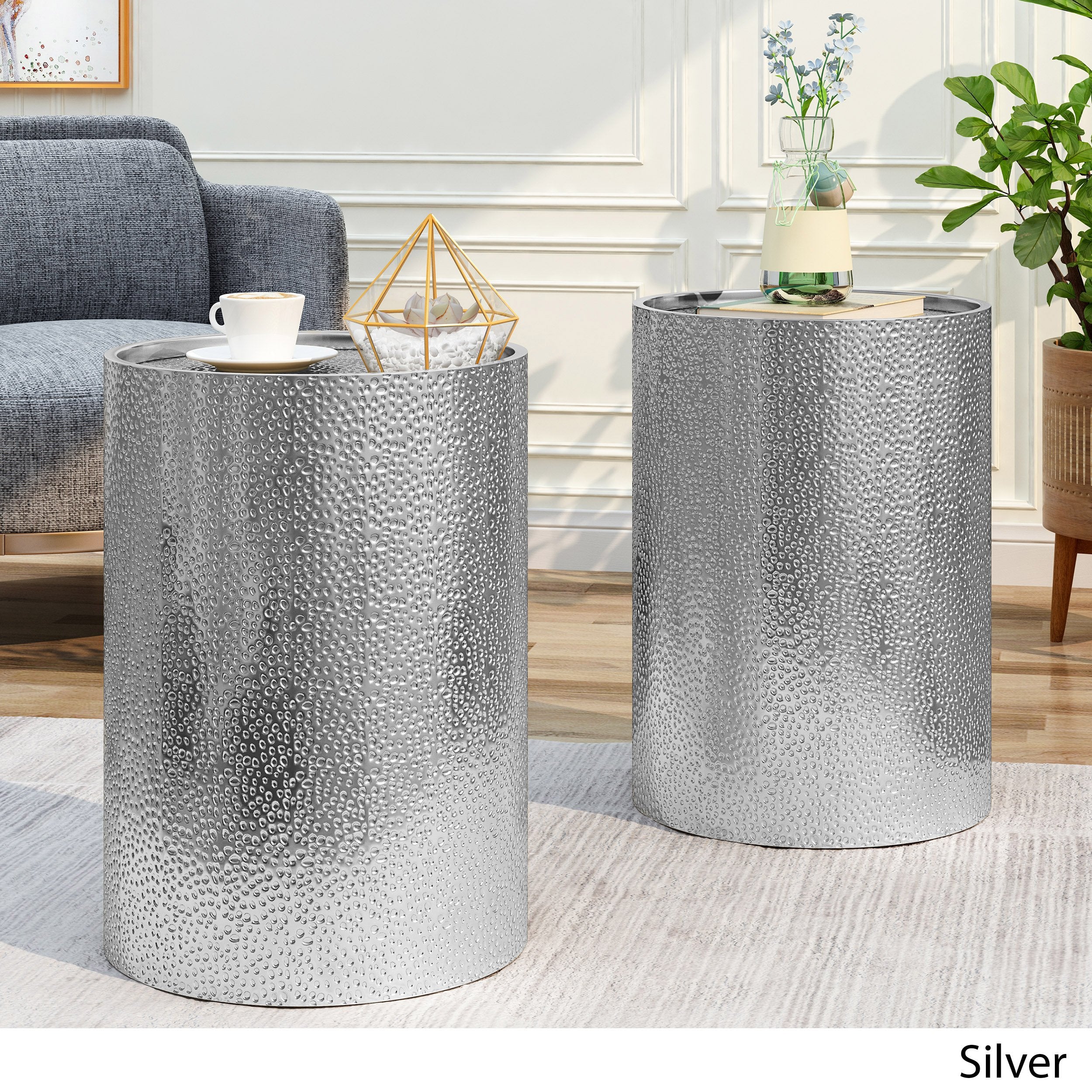 modern round hammered iron accent table (2 pack) nh609803 modern round hammered iron accent table (2 pack) nh609803