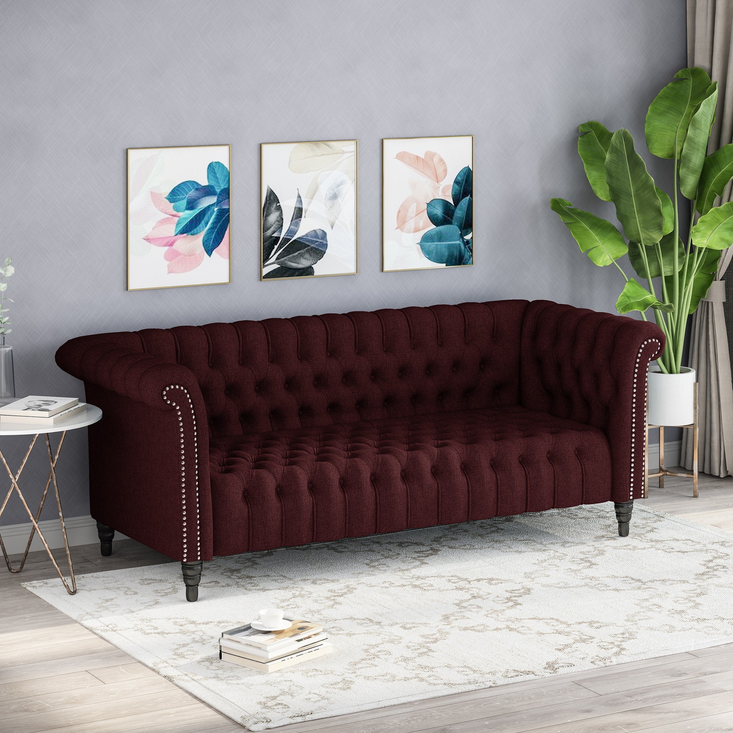 button tufted rolled back upholstered sofa nh931903 button tufted rolled back upholstered sofa nh931903