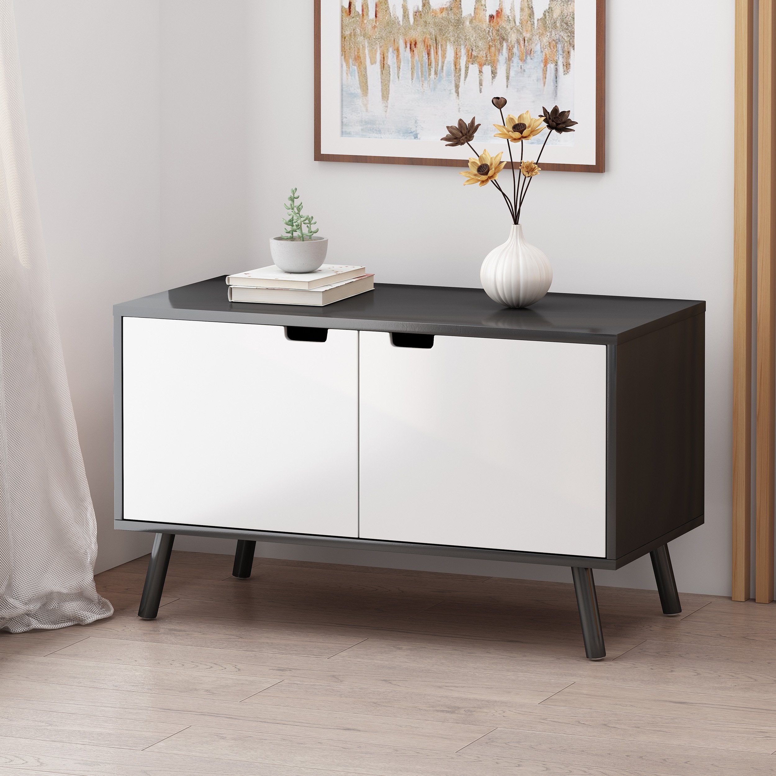 mid century modern 2 door cabinet w/ shelves nh434113 mid century modern 2 door cabinet w/ shelves nh434113