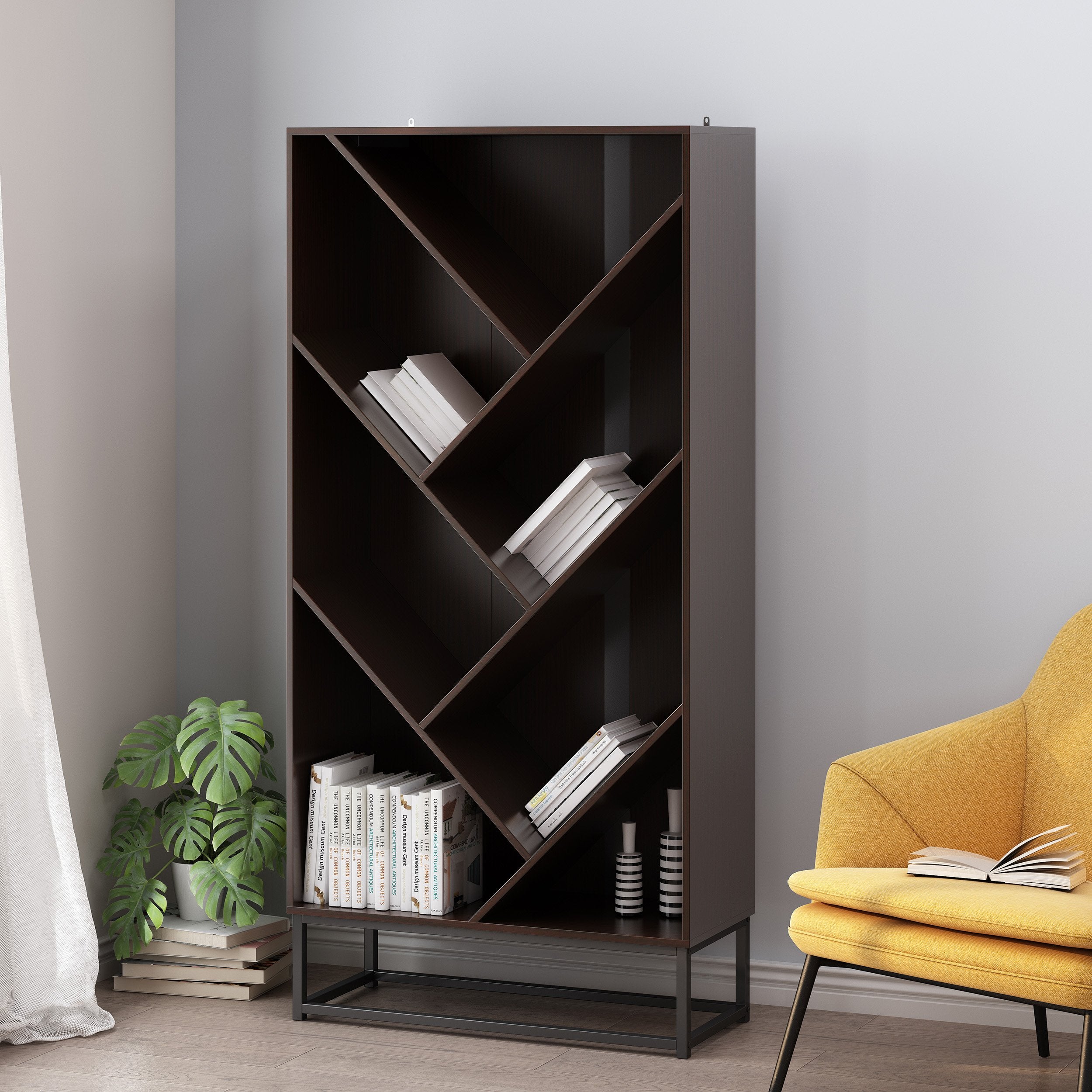 modern industrial 6 shelf v bookcase nh206413 modern industrial 6 shelf v bookcase nh206413