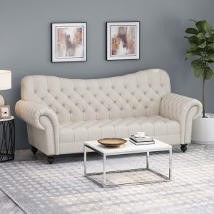 Shop chesterfield button tufted fabric 3 seater sofa nh373213