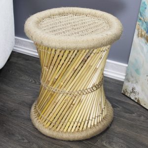 natural geo moray decorative handwoven jute accent stool