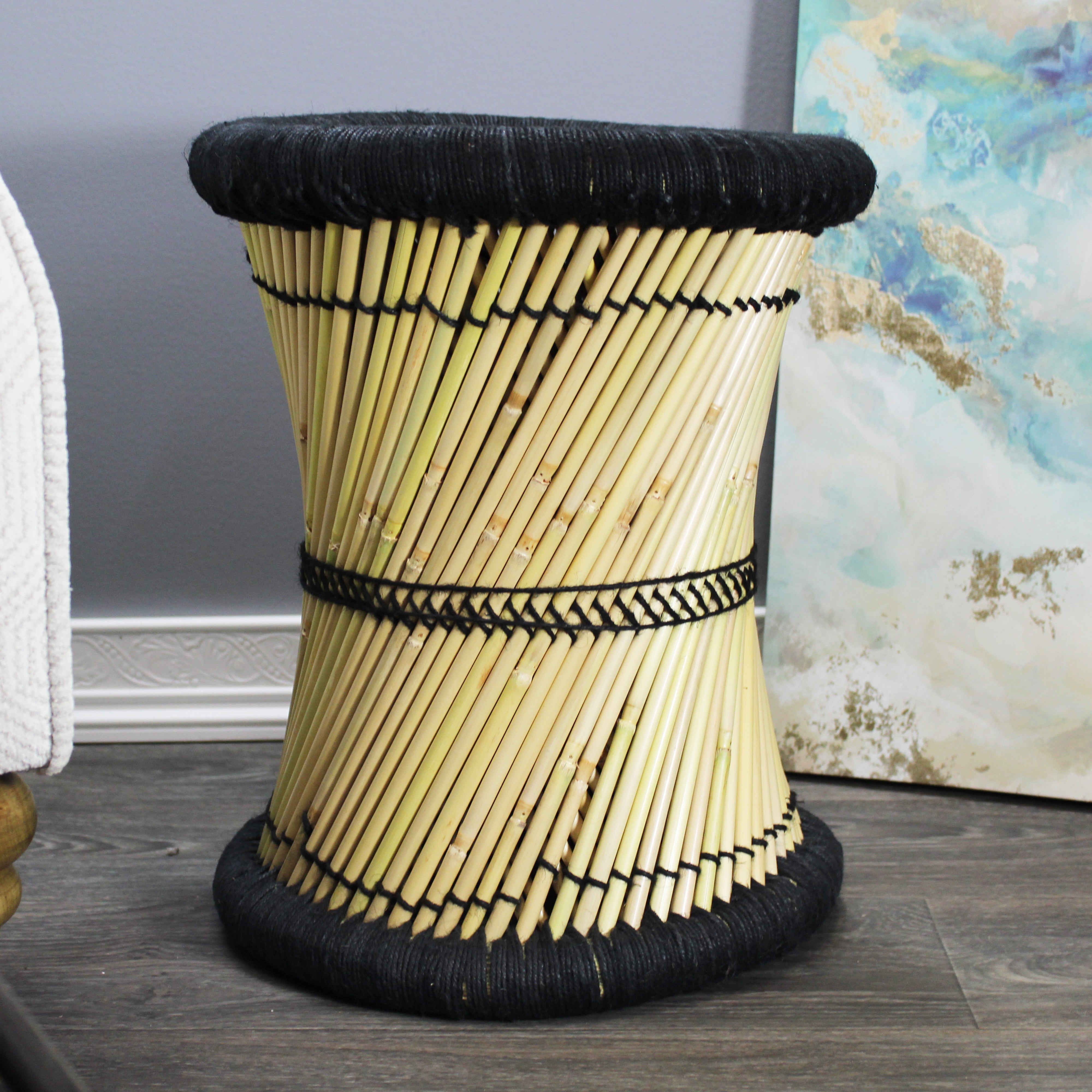 natural geo moray decorative handwoven jute accent stool natural geo moray decorative handwoven jute accent stool
