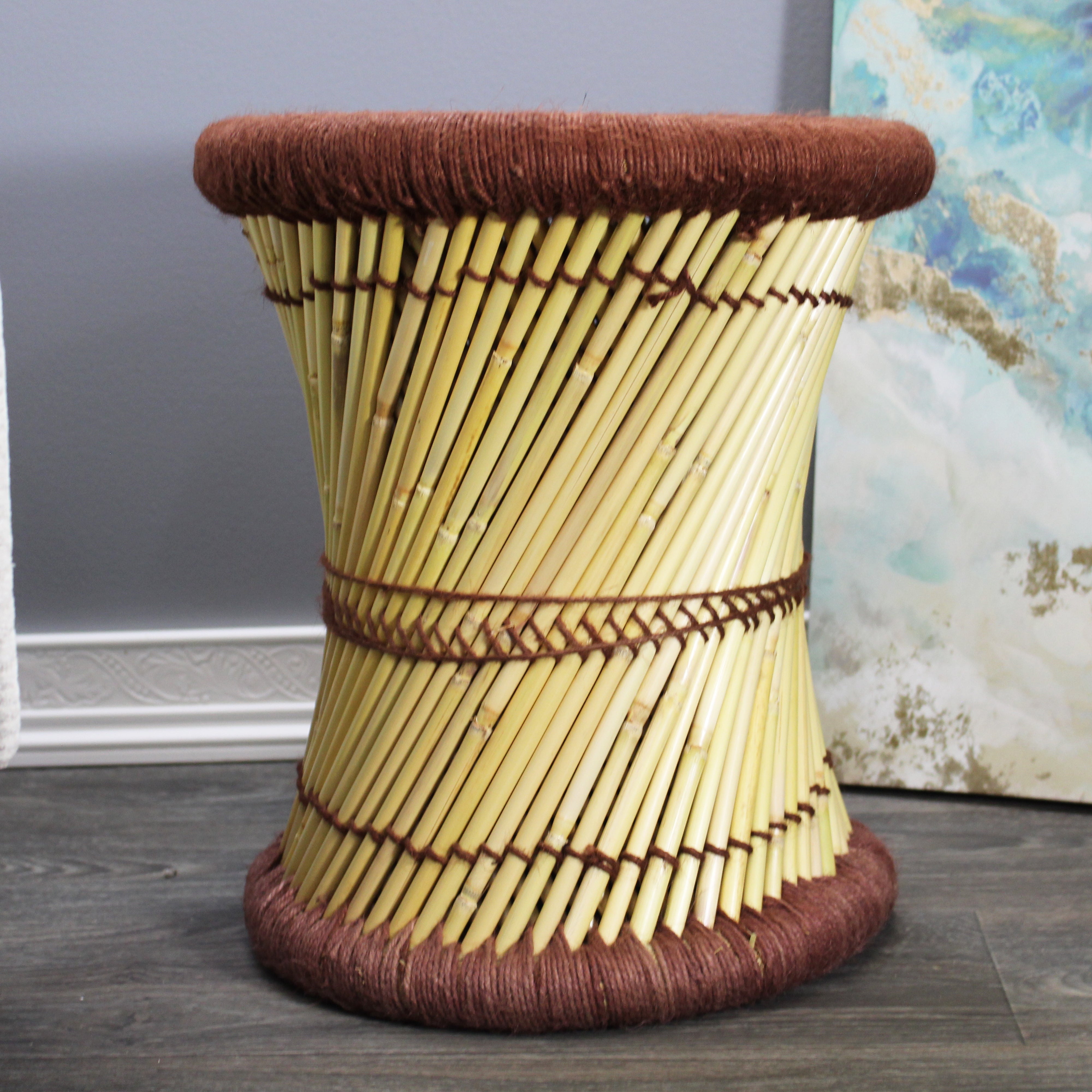 natural geo moray decorative handwoven jute accent stool natural geo moray decorative handwoven jute accent stool