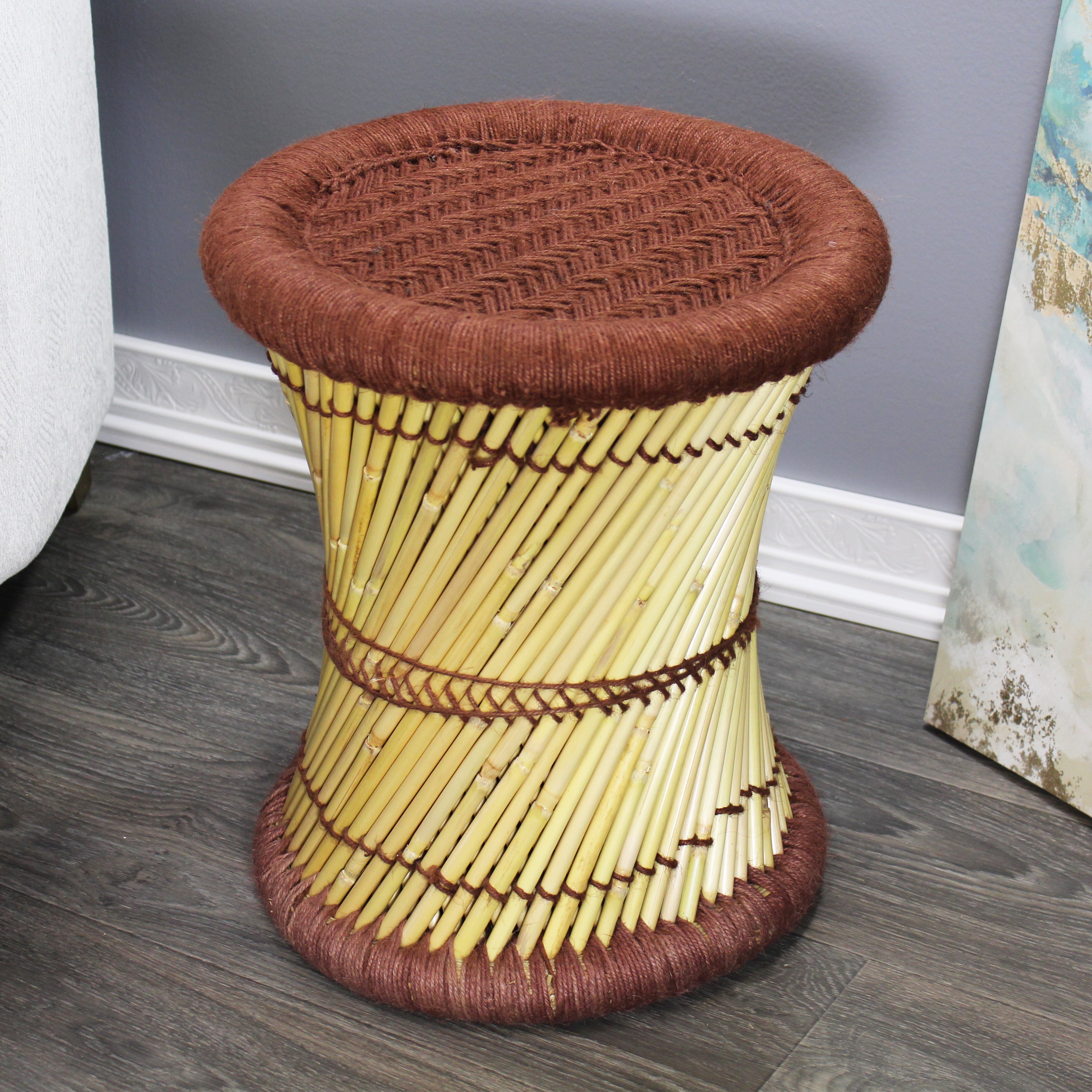 natural geo moray decorative handwoven jute accent stool natural geo moray decorative handwoven jute accent stool