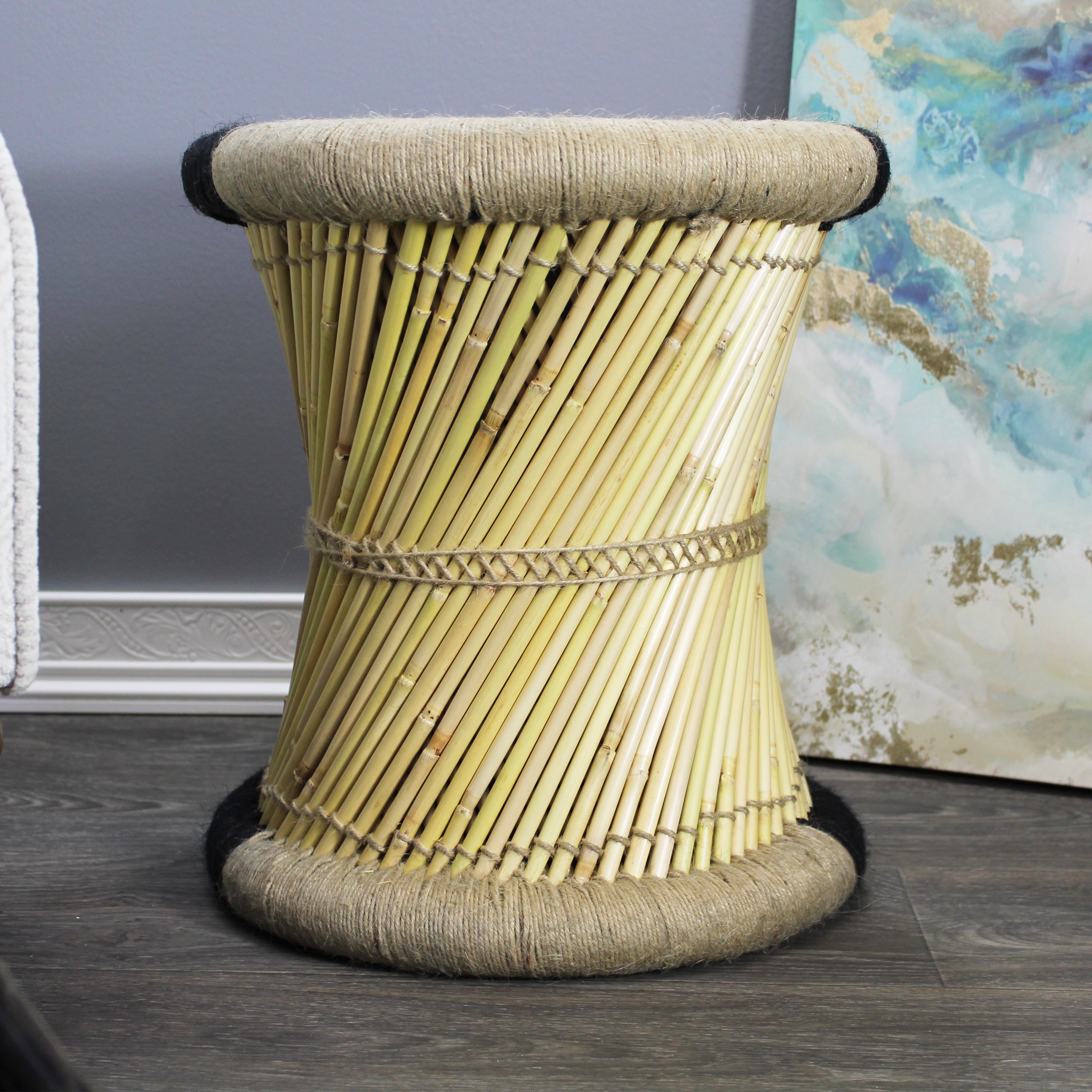 natural geo moray decorative handwoven jute accent stool natural geo moray decorative handwoven jute accent stool