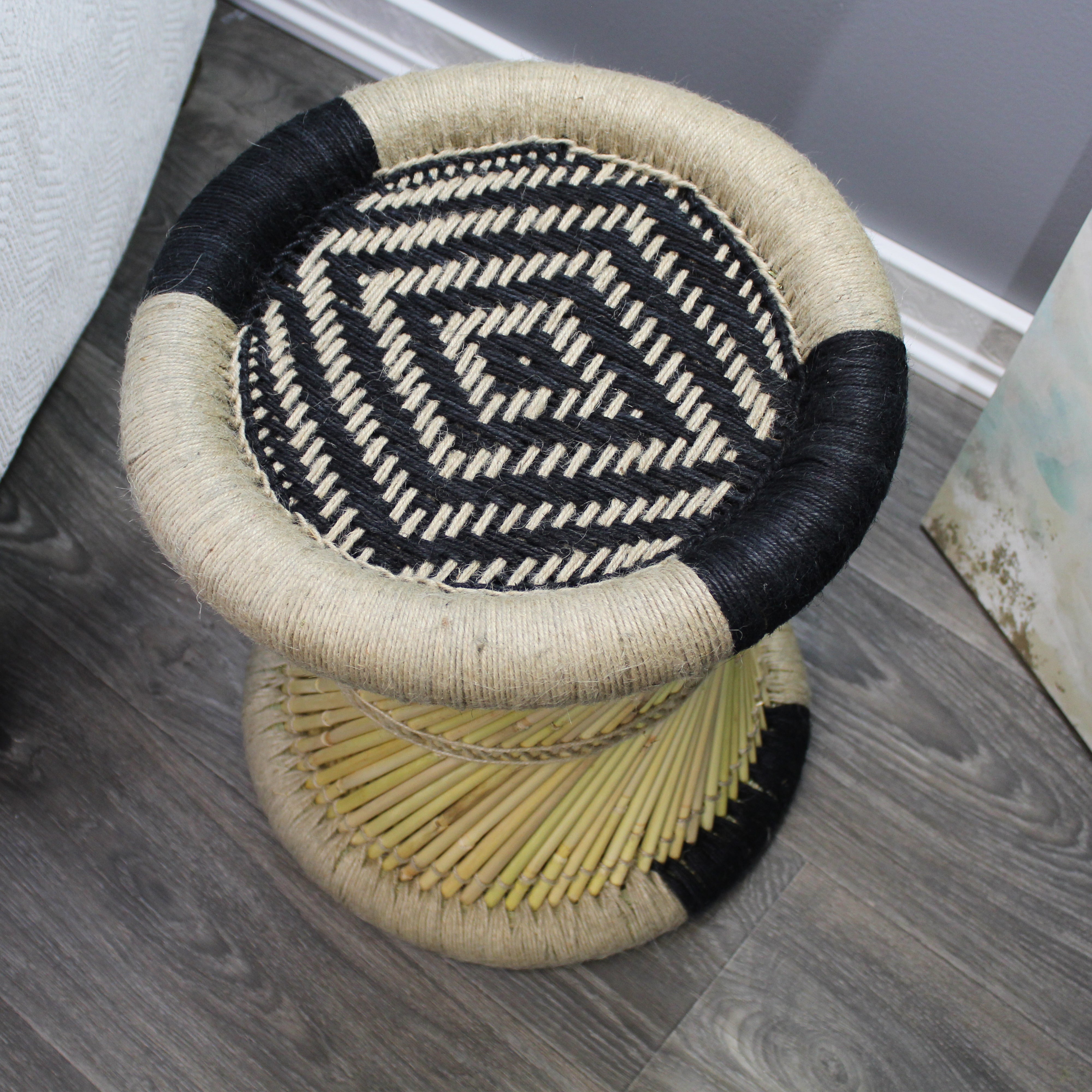 natural geo moray decorative handwoven jute accent stool natural geo moray decorative handwoven jute accent stool