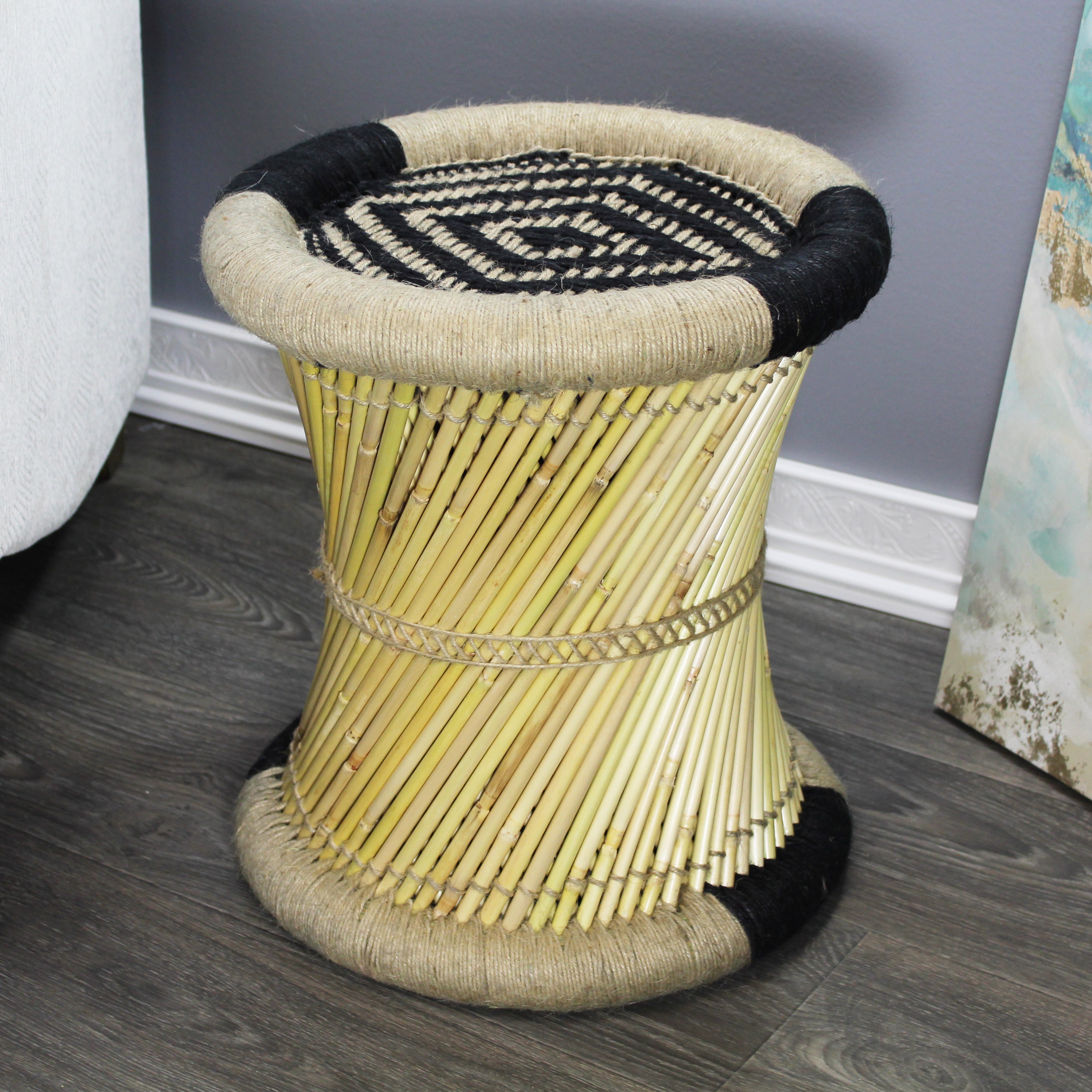 natural geo moray decorative handwoven jute accent stool natural geo moray decorative handwoven jute accent stool