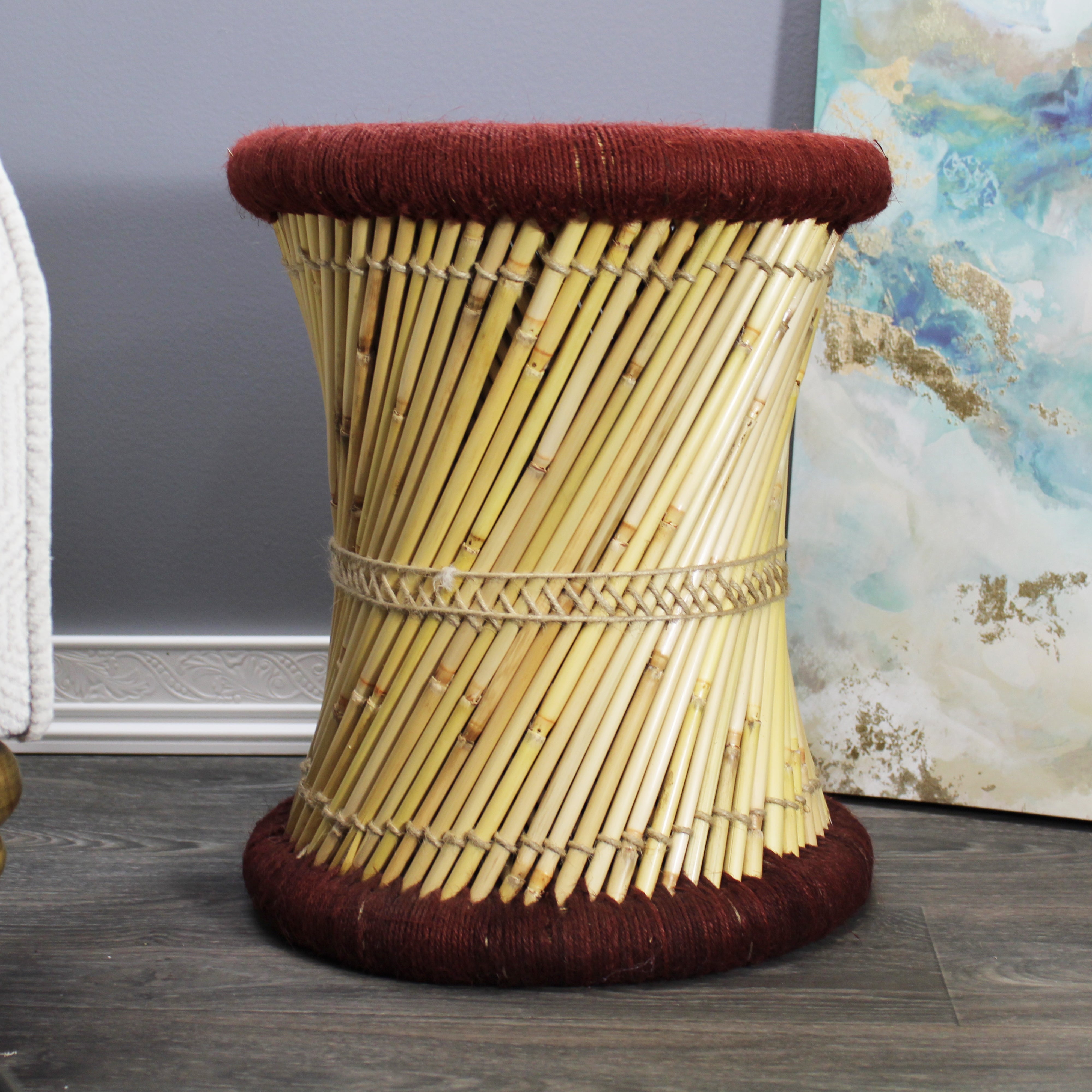 natural geo moray decorative handwoven jute accent stool natural geo moray decorative handwoven jute accent stool