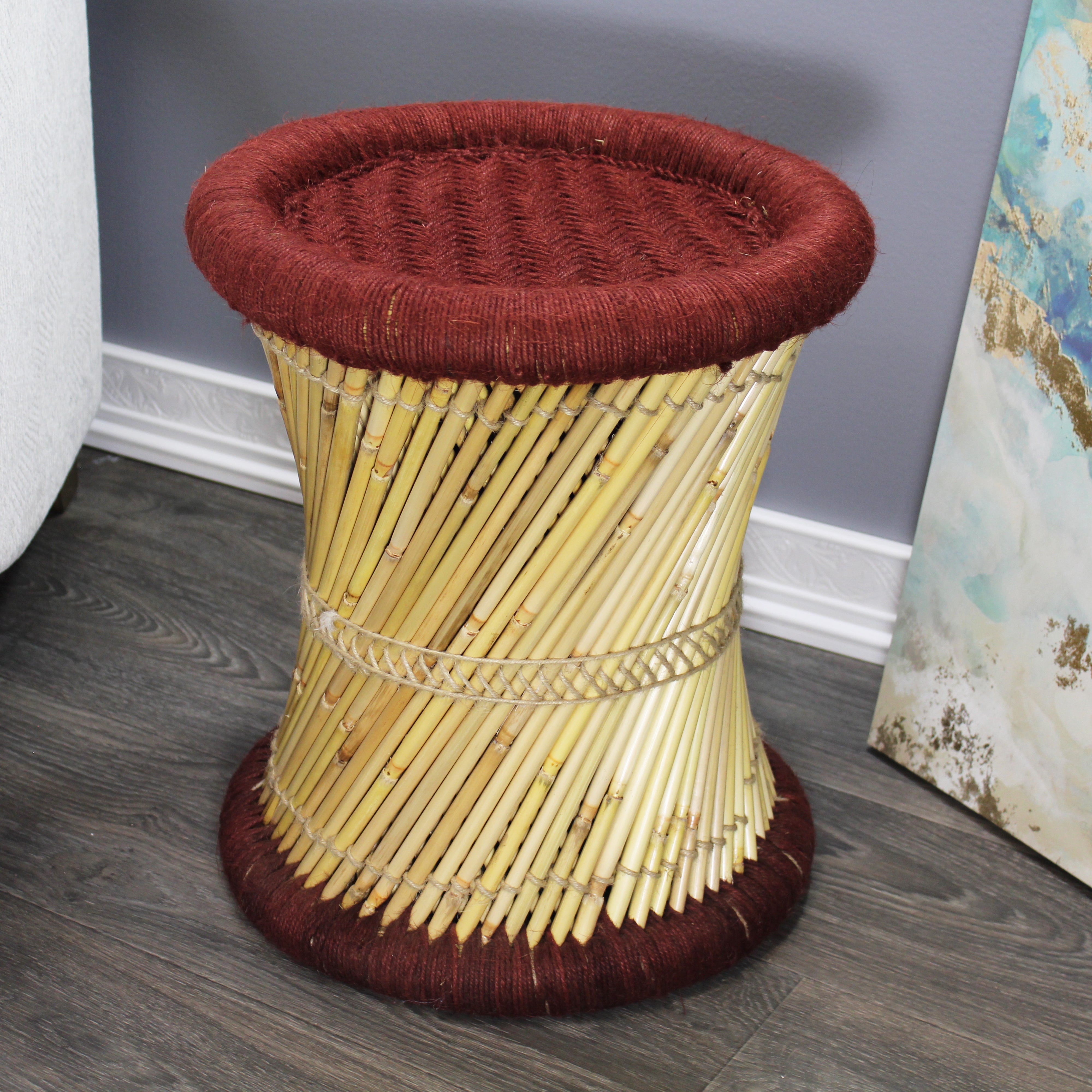natural geo moray decorative handwoven jute accent stool natural geo moray decorative handwoven jute accent stool
