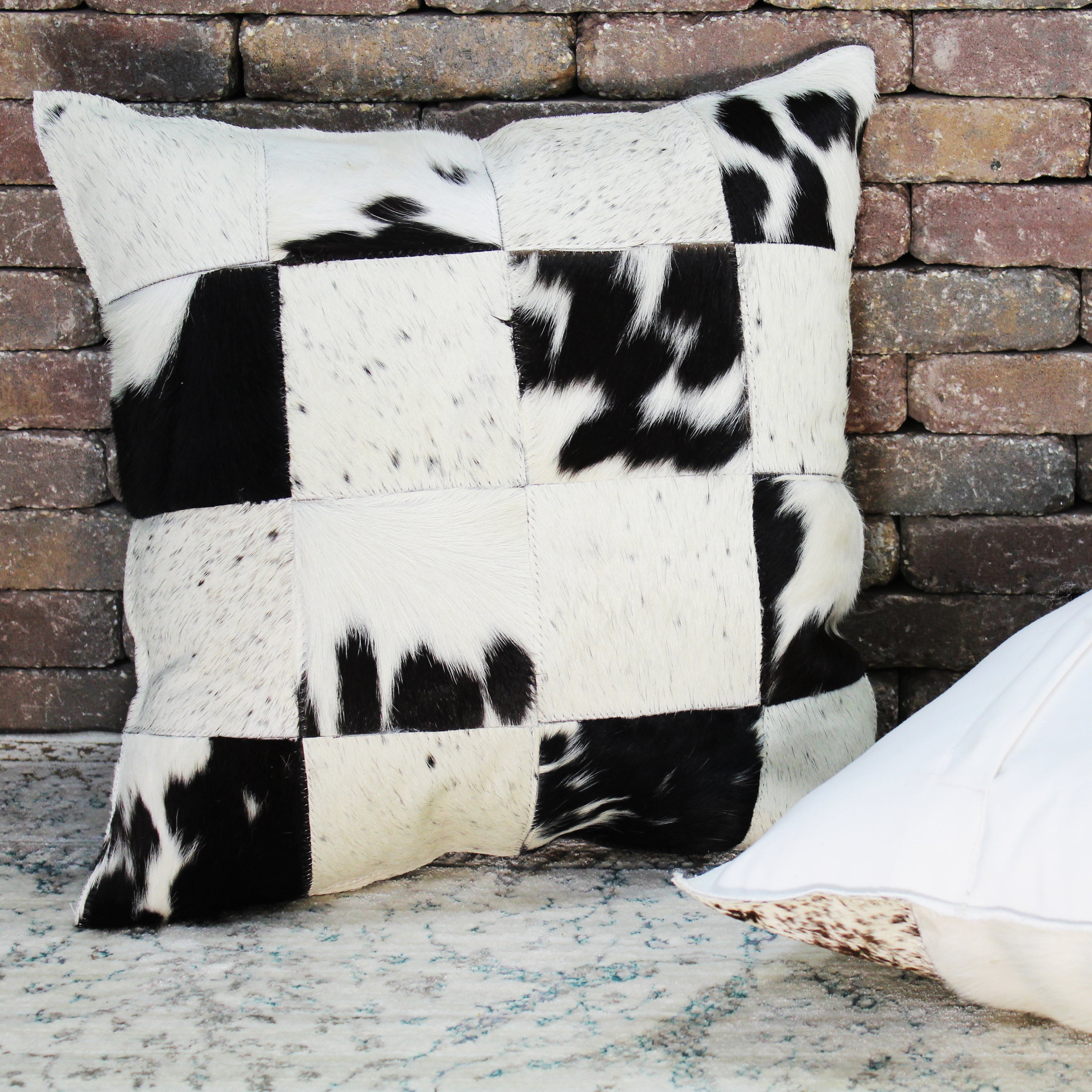 natural geo herd cowhide black/brown/white square decorative throw pillow natural geo herd cowhide black/brown/white square decorative throw pillow
