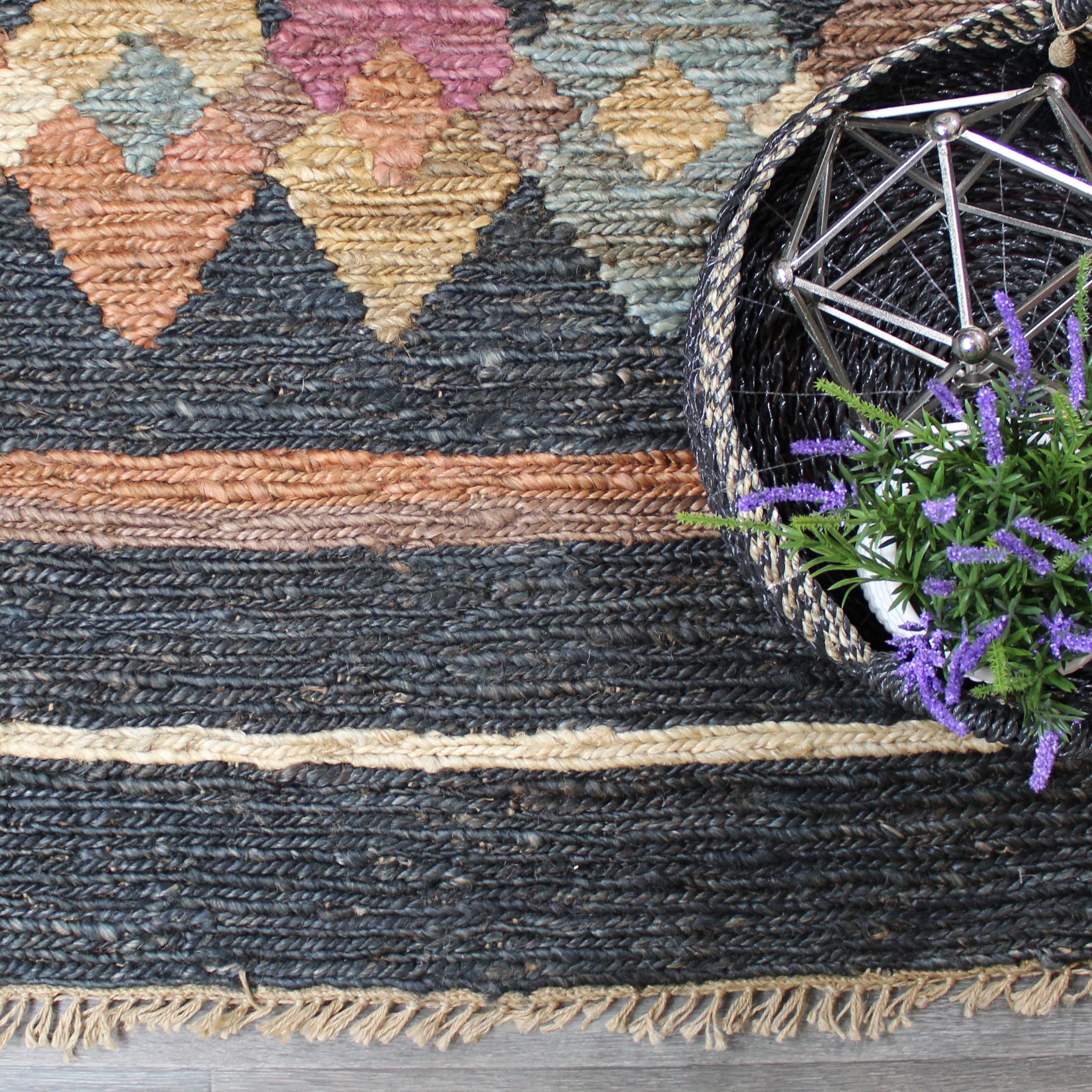 natural geo spontaneous jute handwoven charcoal/multi abstract area rug natural geo spontaneous jute handwoven charcoal/multi abstract area rug