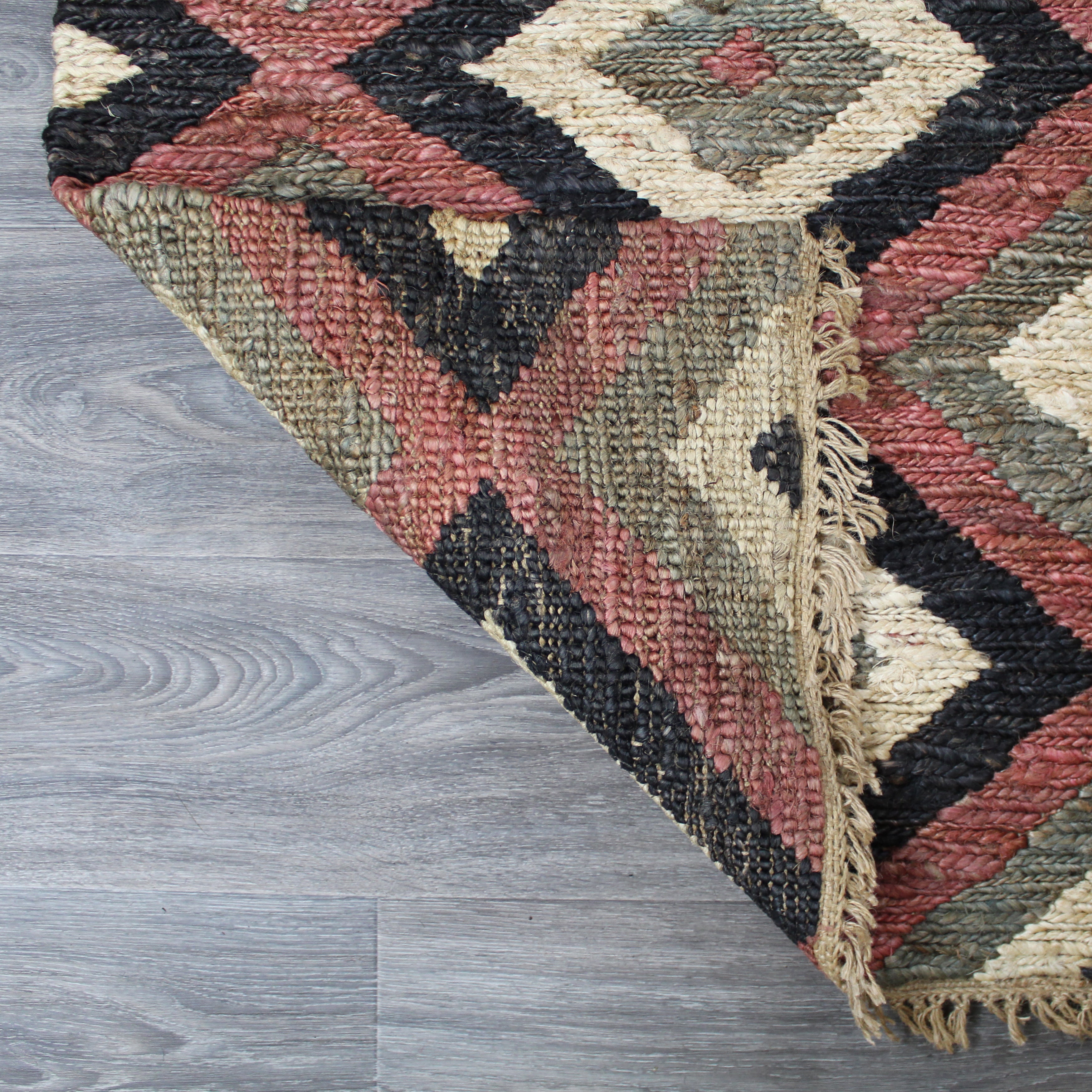 natural geo spontaneous jute handwoven black/maroon/green geometric area rug natural geo spontaneous jute handwoven black/maroon/green geometric area rug
