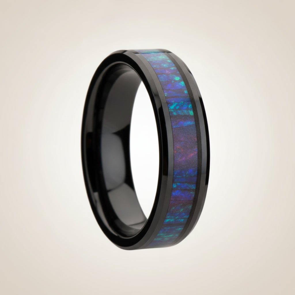 barracuda-black-ceramic-ring-color-changing-inlay-rings-aydins-jewelry-4117961 BARRACUDA | Black Ceramic Ring, Color Changing Inlay - Image 1