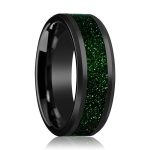 GIOVANNI | Black Ceramic Ring, Goldstone Inlay