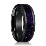 MELO | Black Ceramic Ring, Purple Goldstone Inlay