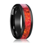 NOVA | Black Ceramic Ring, Opal Inlay