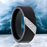 LIAM | Black Tungsten Carbide Ring, Diamond Accent