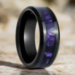 LUSTERS | Black Tungsten Purple Tiger Cowrie Shell Wedding Ring 8mm