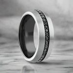 PILOT | Gunmetal Tungsten Ring with Black Sapphires