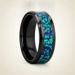 PULSAR | Black Ceramic Ring, Opal Inlay