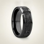 VESUVIUS | Black Ceramic Lava Rock Wedding Ring, Beveled, 6mm/8mm